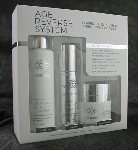 Age Reverse System- includes C-Stem Concentrated anti-aging serum, Antioxidant Lipochroman and Chamomile Facial Cleanser